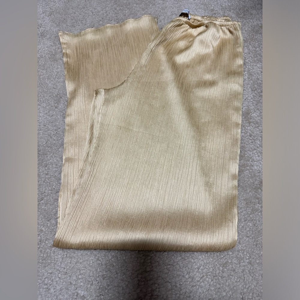 Zara Satin Pants in Light Gold Pale Butter Yellow Women’s Size Small
